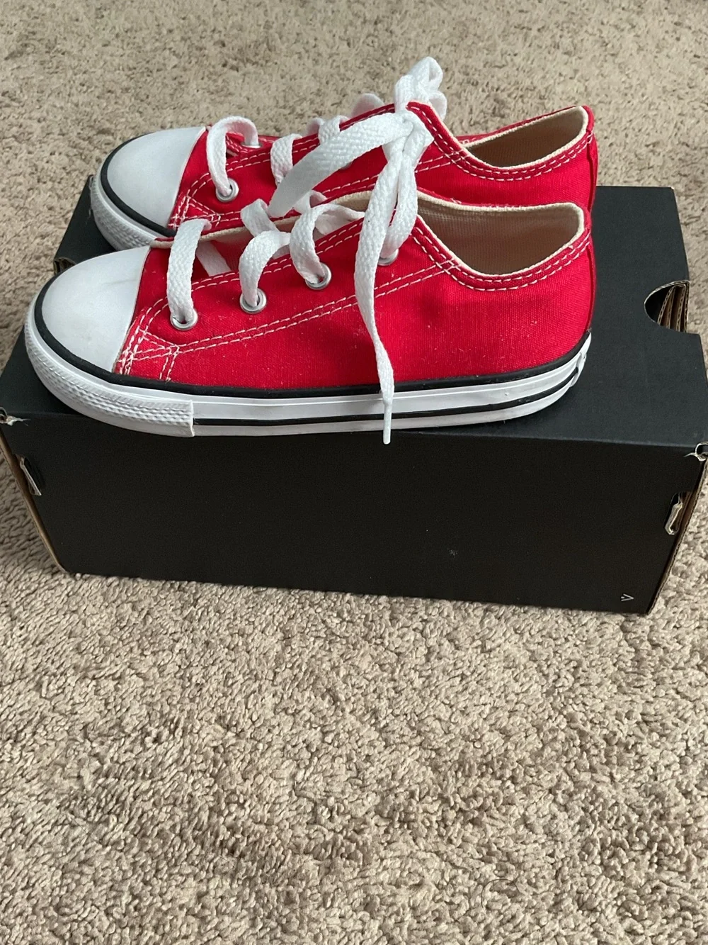 Converse Kids Red Canvas Low-Top Sneakers with White Accents